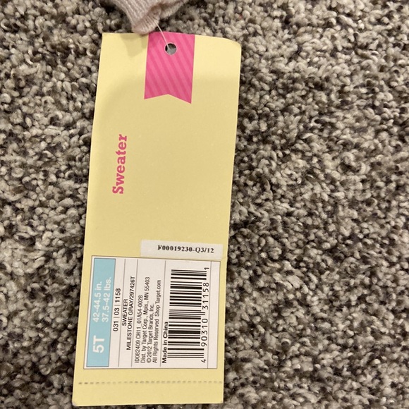 NWT Cherokee 5T girls, gray with white polkadot button up sweater/cardigan - Picture 3 of 7